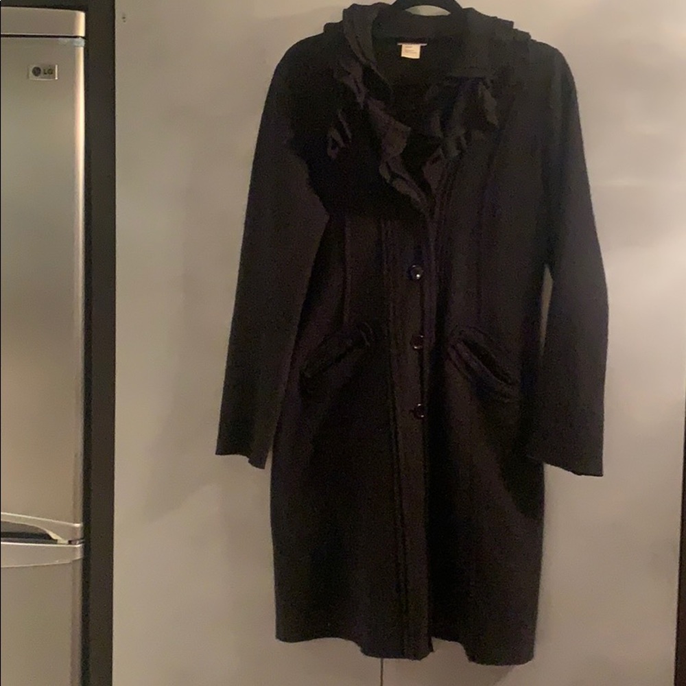 Nubby women black wool unlined coat size L